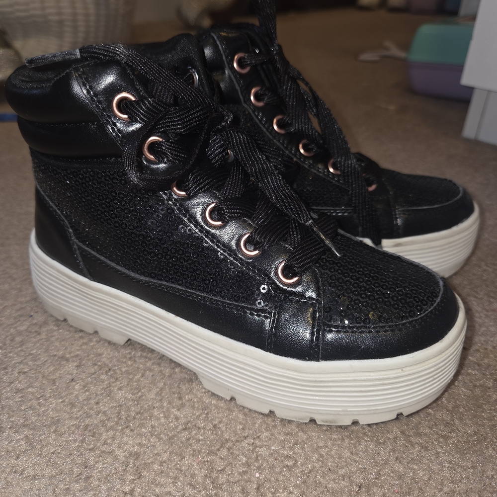Black Sequin High-Top Sneakers